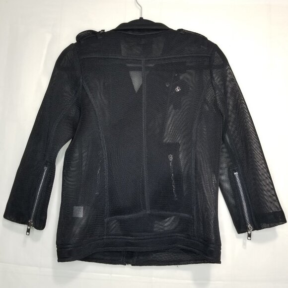 Luxe Moda mesh moto style jacket black size S small 3/4 sleeve zippers summer T - Picture 2 of 9